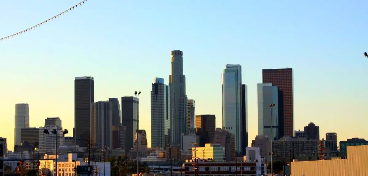 Historical view of the Downtown Los Angeles skyline