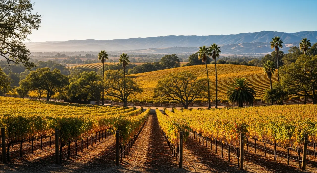 Vineyards in the Santa Barbara wine region, California